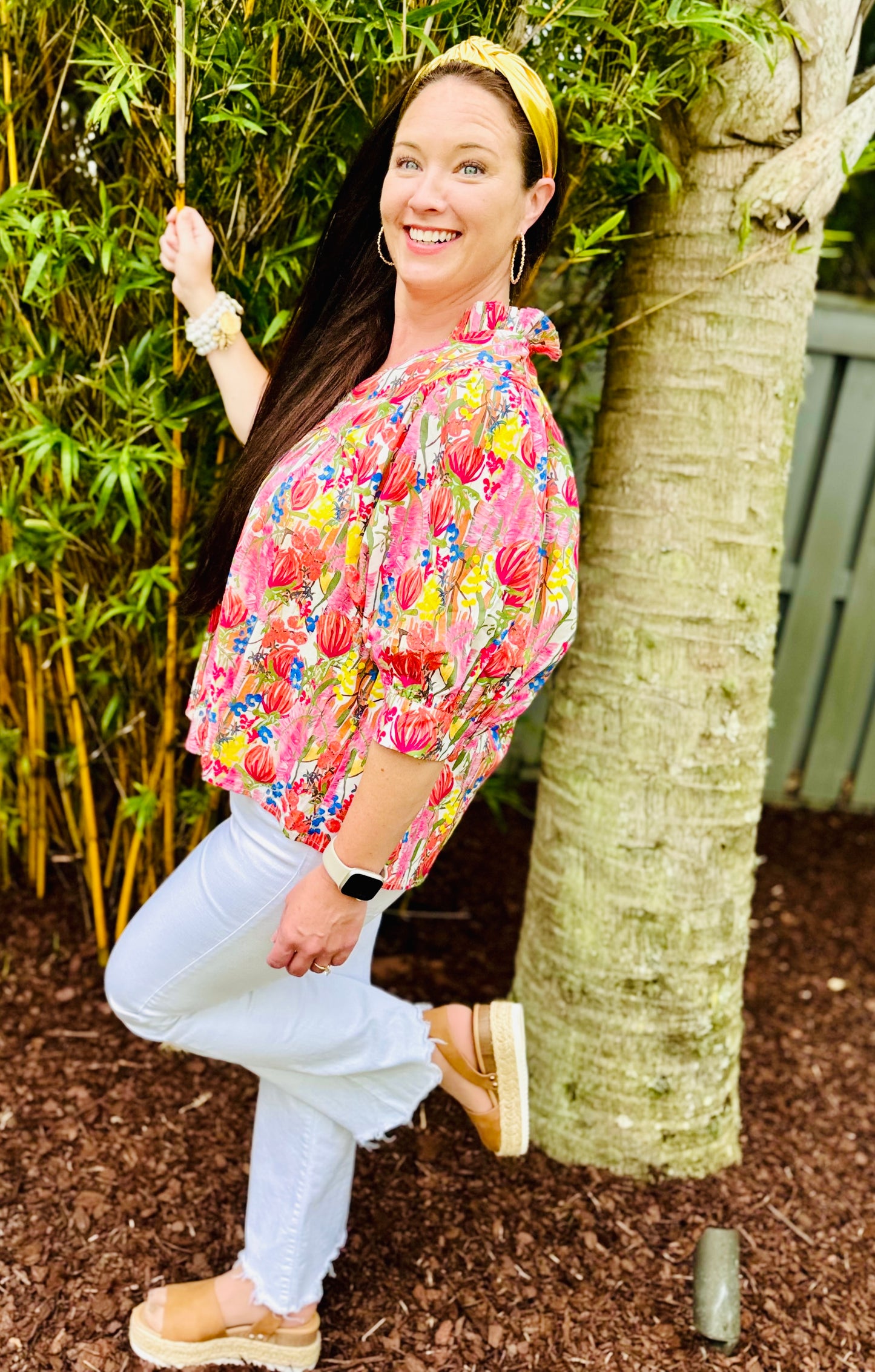 Vibrant Floral Puff Sleeve Blouse