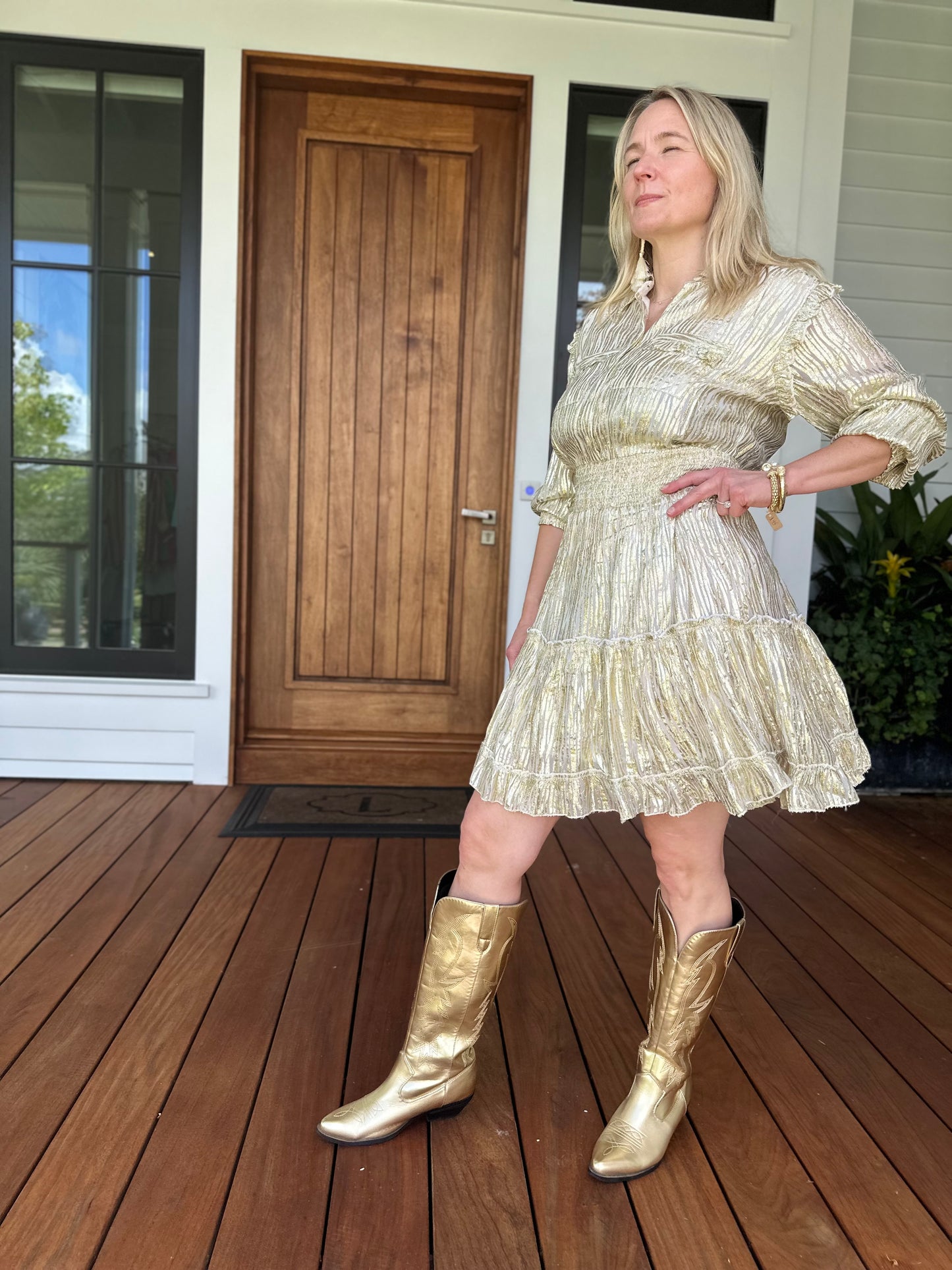 Gold Shimmer Party Dress