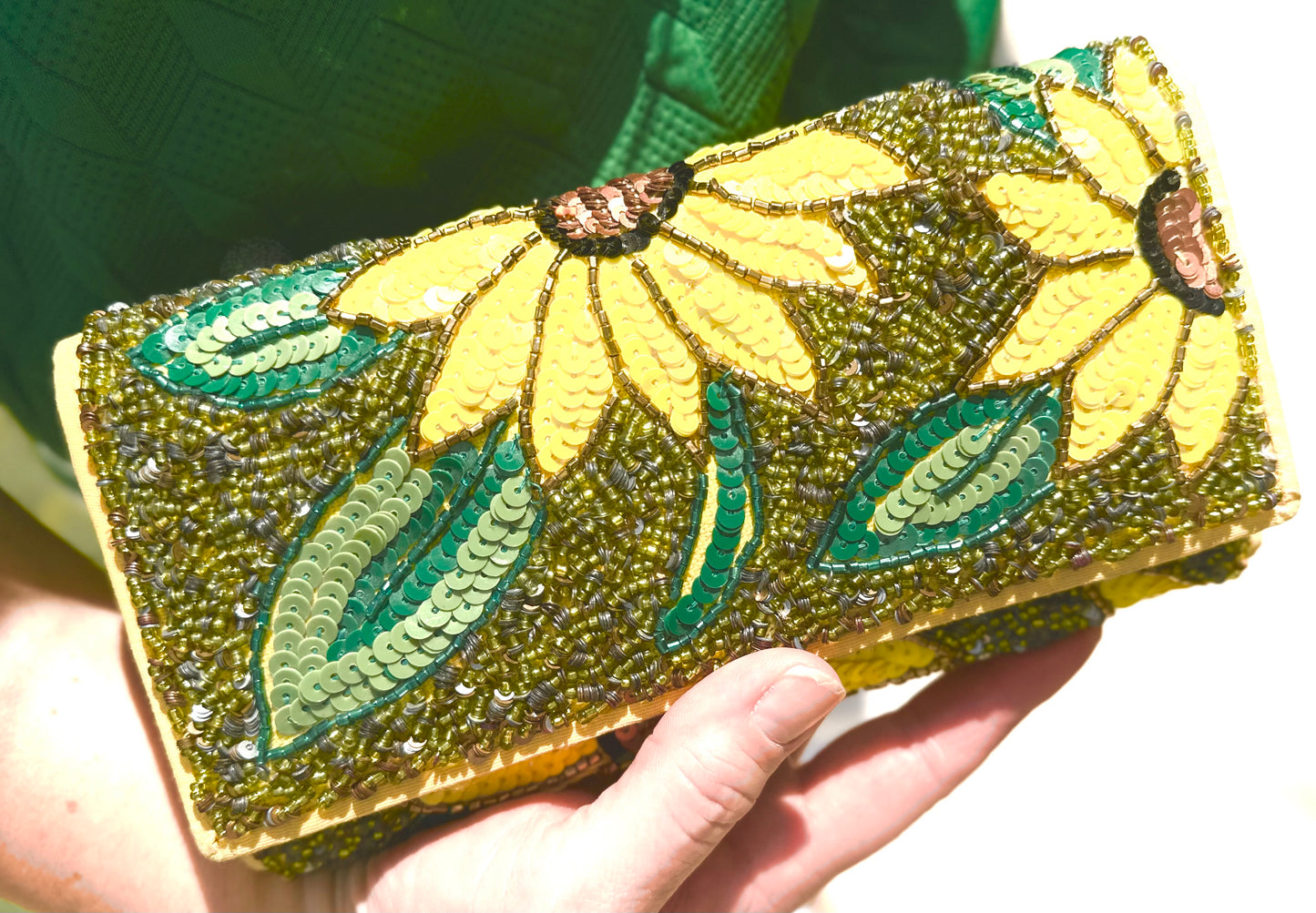 Sunflower Beaded Clutch Purse