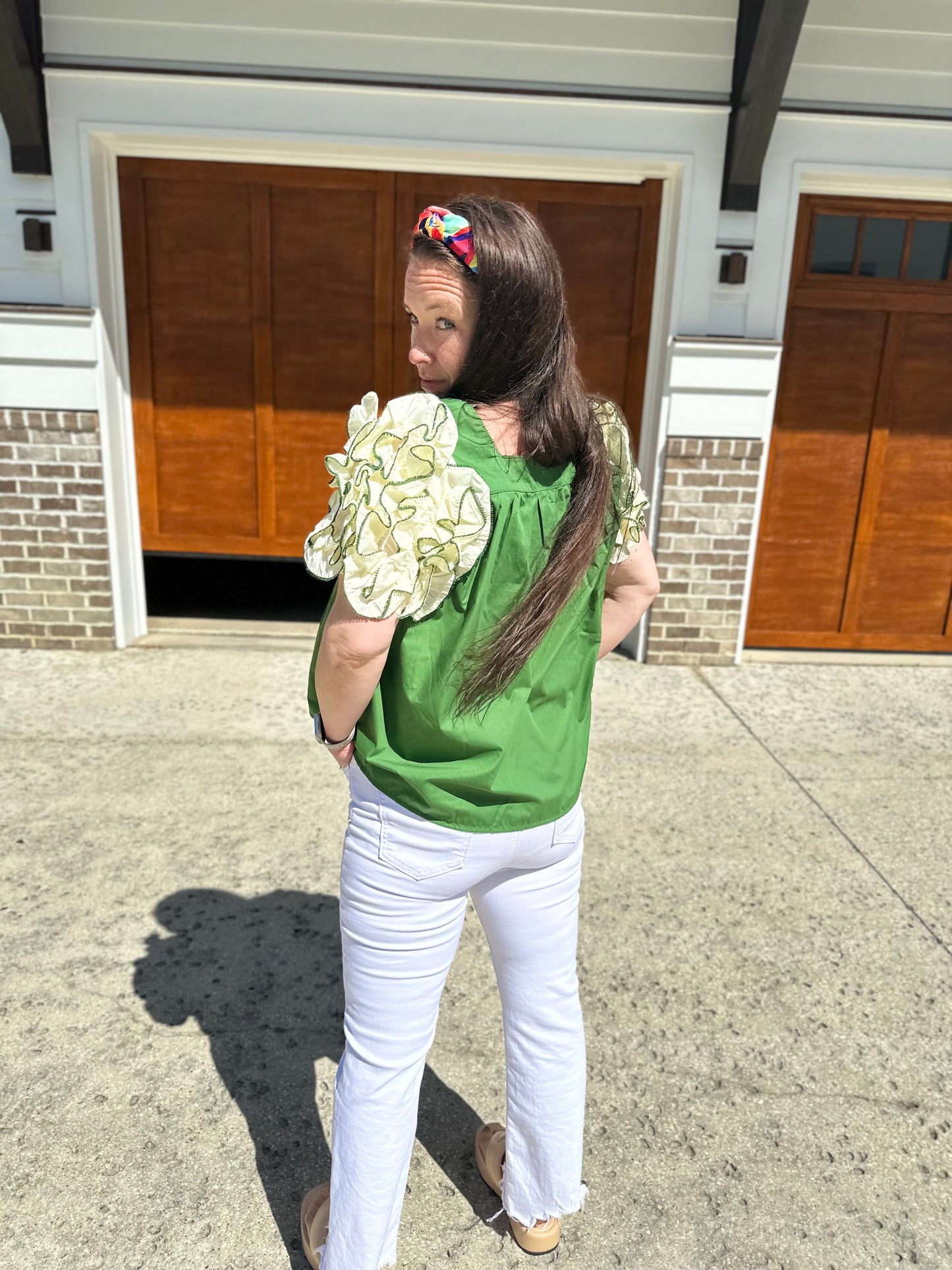 Green Puff Sleeve Top