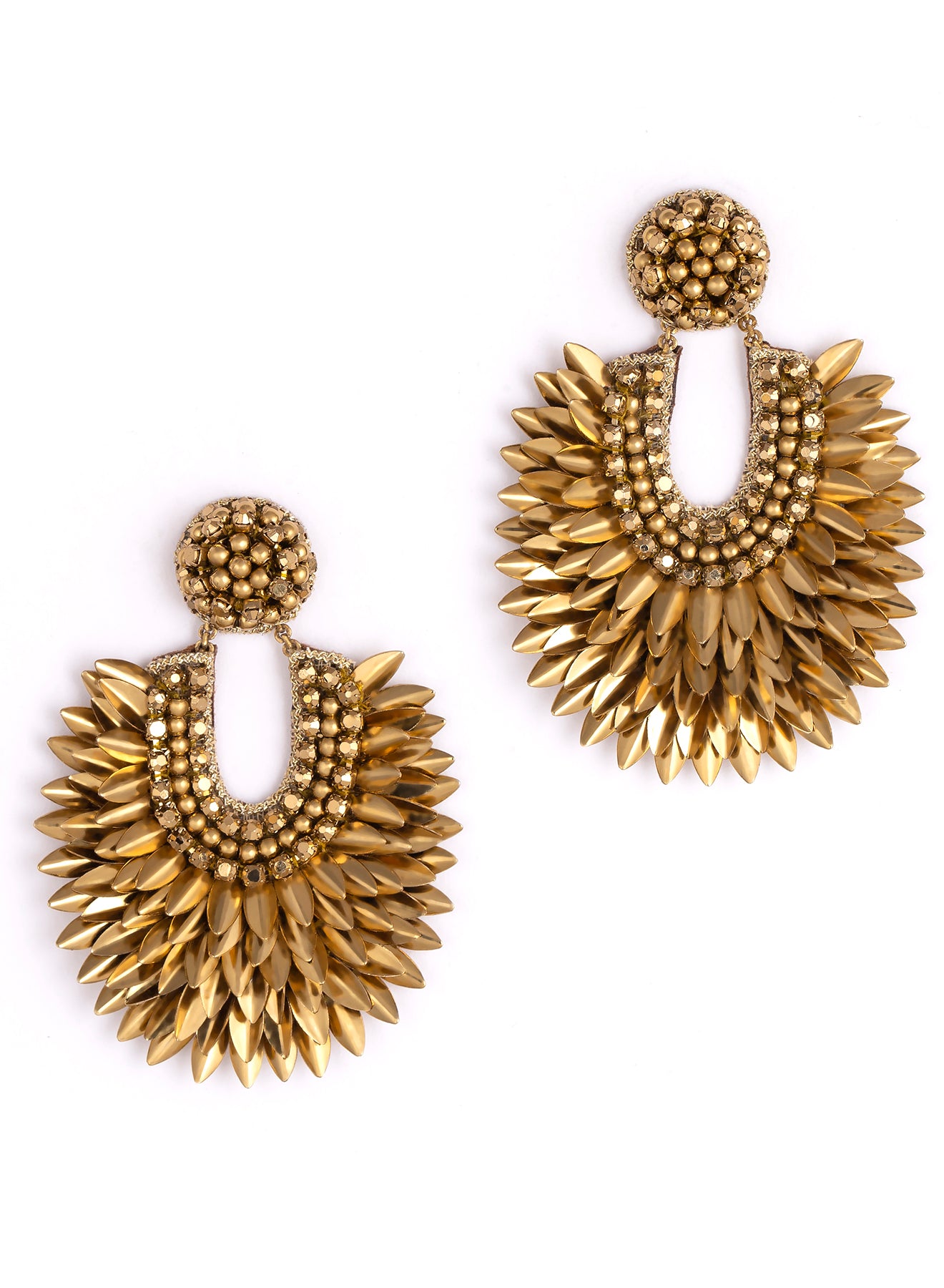 Golden Majesty - Handmade Spiked Statement Earrings