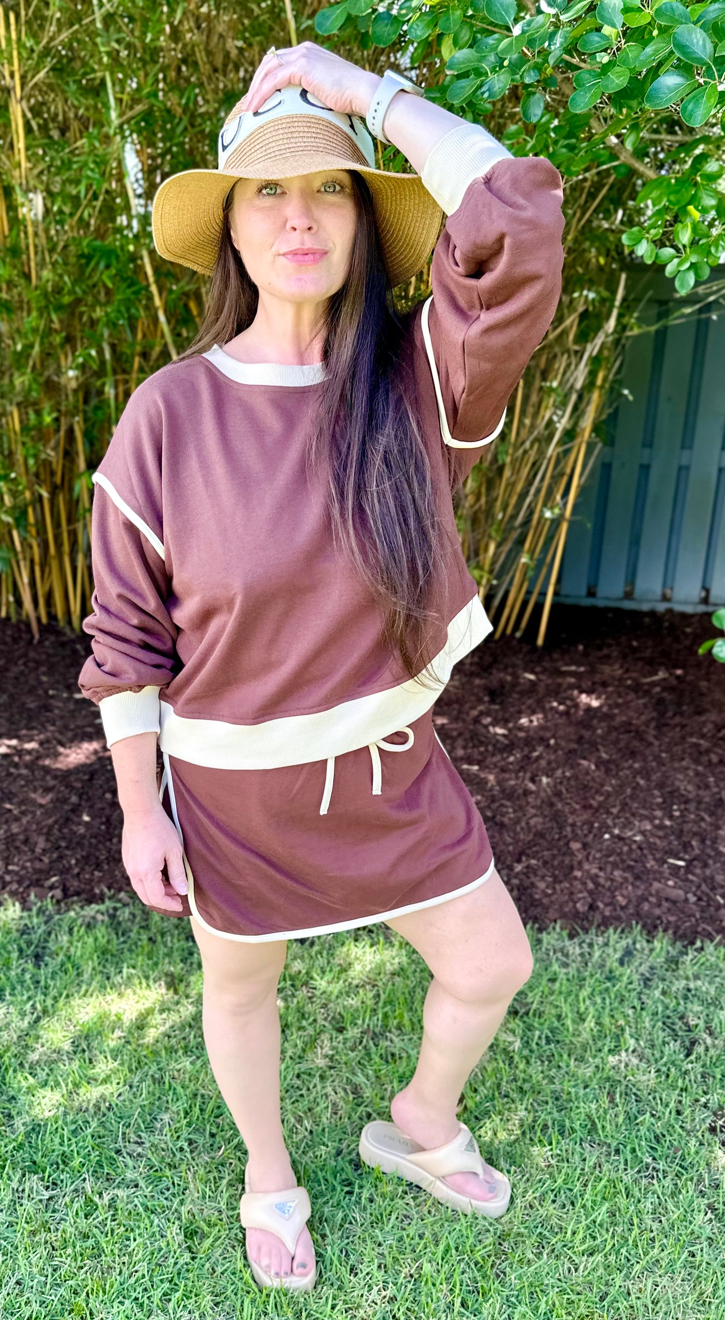 Brown Skort with Cozy long sleeve top