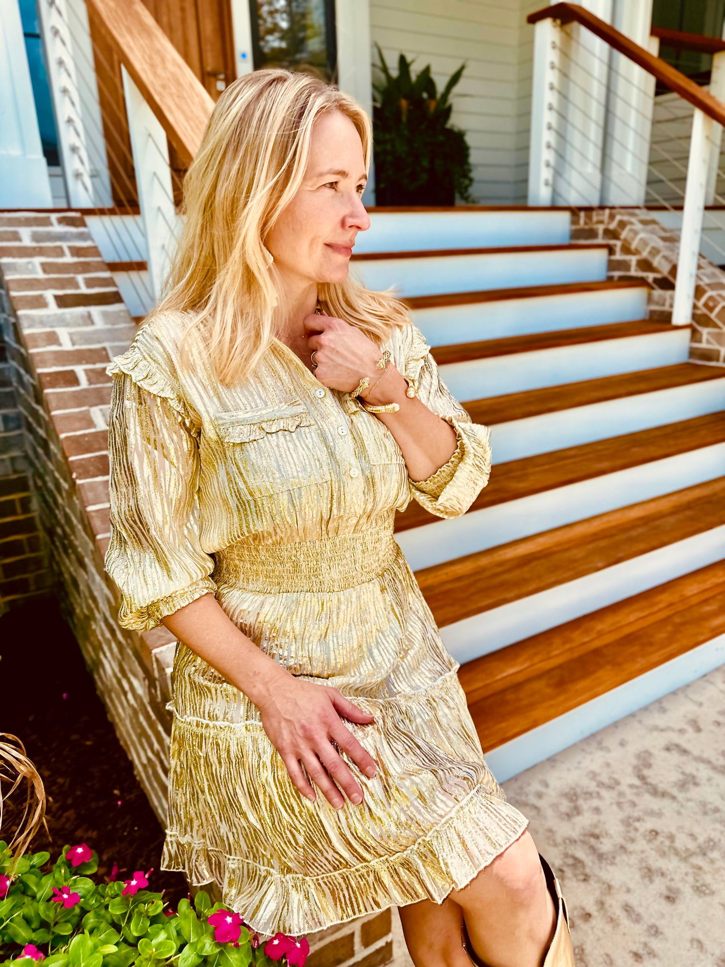 Gold Shimmer Party Dress