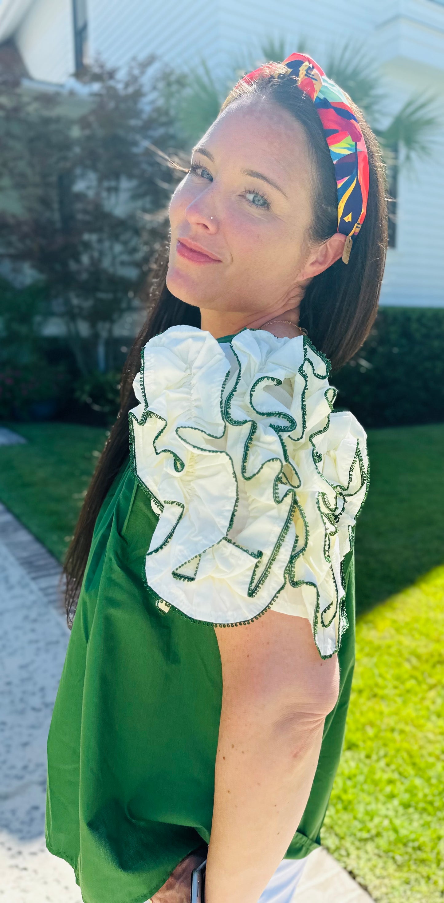 Green Puff Sleeve Top