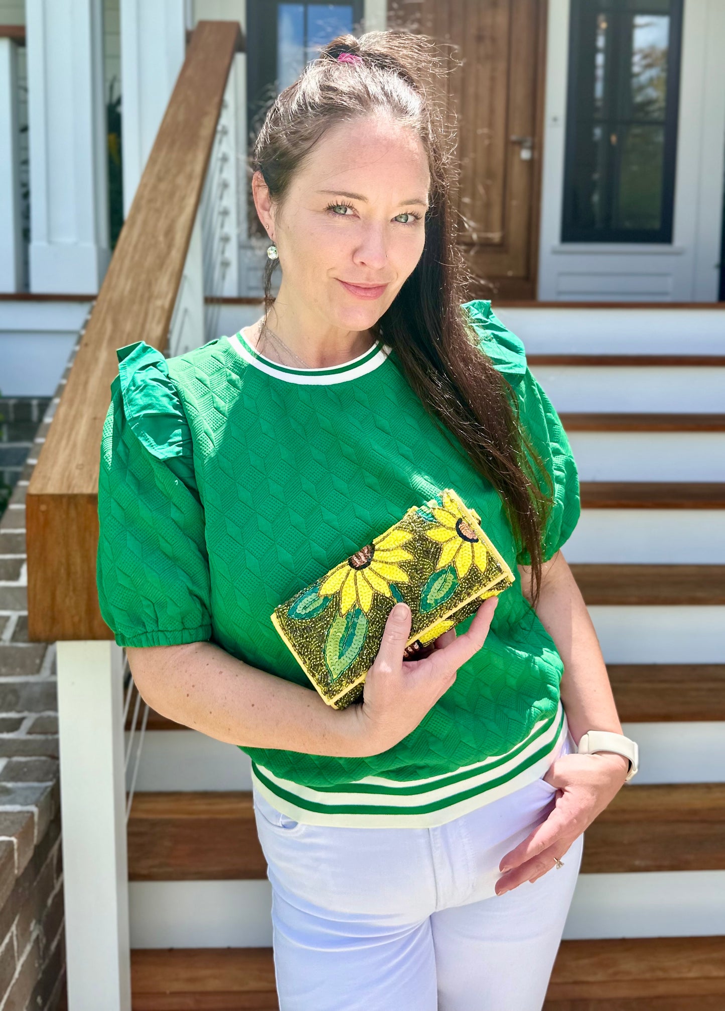 Sunflower Beaded Clutch Purse