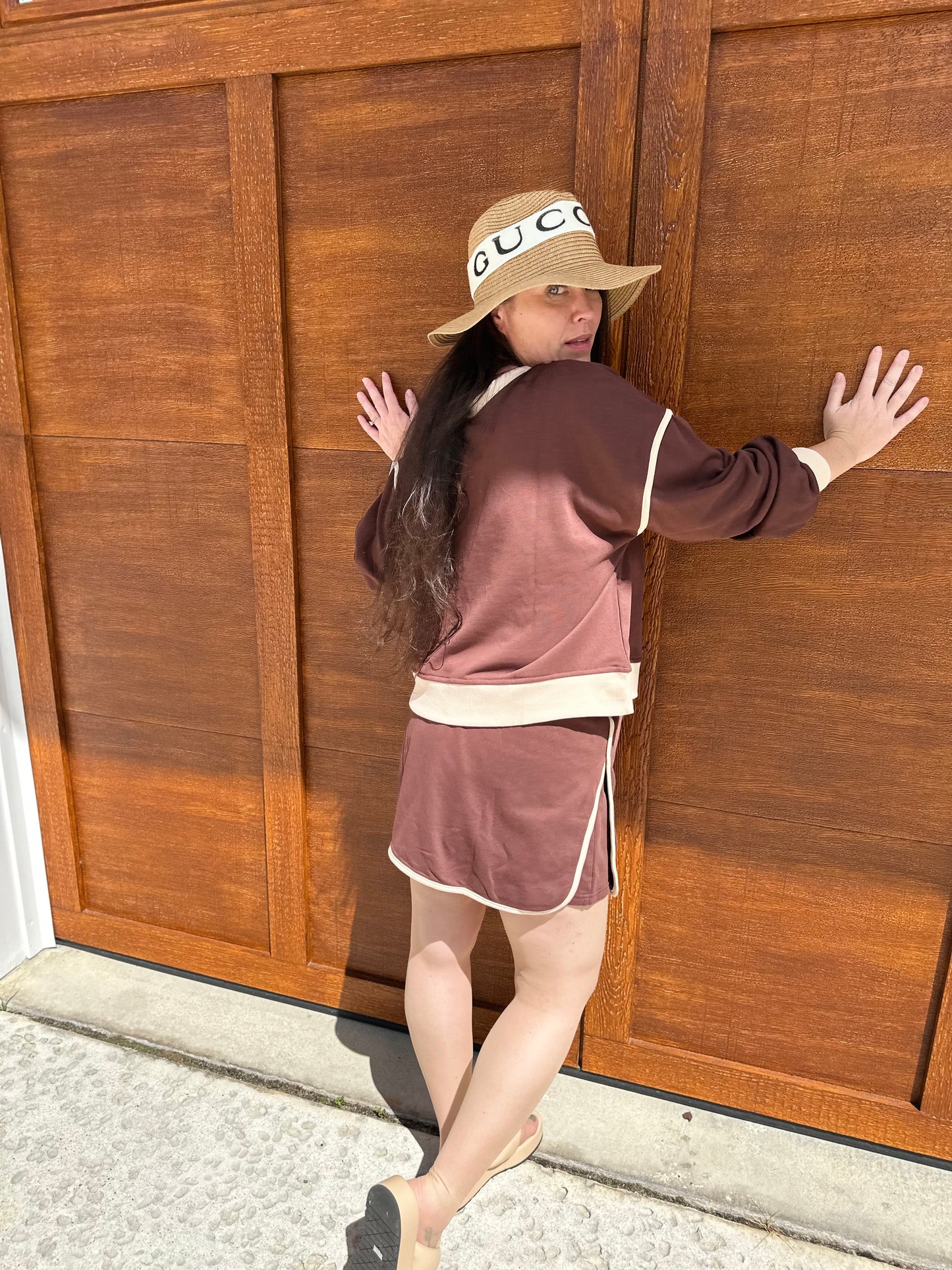 Brown Skort with Cozy long sleeve top