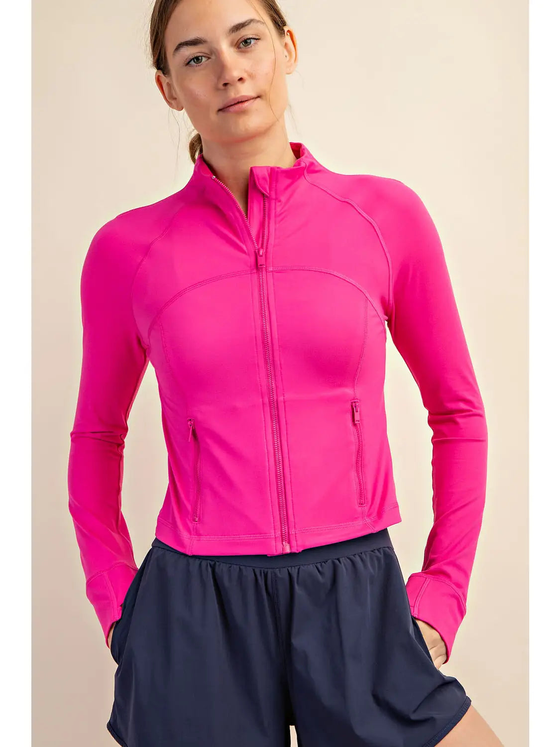 Sonic Pink Front Zipper Jacket